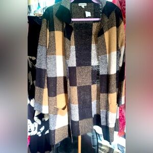 SEVEN FOURTY TWO COLORBLOCK CARDIGAN OVERSIZED W/pockets